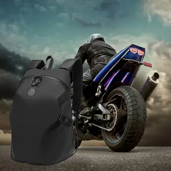 Стилен мотоциклет раница, черна чанта за мотоциклетни каски, безопасна за използване, лек и преносим водоустойчив велосипеден раница за