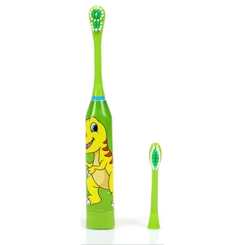 За деца звукова електрическа четка за зъби с анимационни модел с подмяна на главата на четка за зъби, ултразвукова четка за зъби зелен цвят