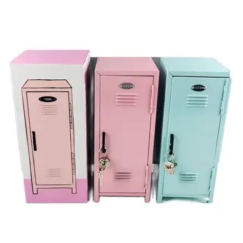 1 бр. маса запирающаяся кутия за съхранение, Мини козметичен железния шкаф за съхранение, мило сърце за момичета, малката кутия за подаръци