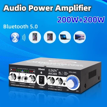 400 W 12 v/220 В Безжична Bluetooth 5.0 Аудио Усилвател на Мощност Стерео Приемник за Домашно Цифрова Hi-Fi/USB/AUX 2-Канален Усилвател на Мощност