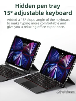 Калъф-клавиатура със сензорен панел с осветление за iPad Pro 11 2021 Air 3 10,5 Air 4 5 10,9 7-ти на 8-ми 9-то поколение 10,2 Калъф-клавиатура със сензорен панел