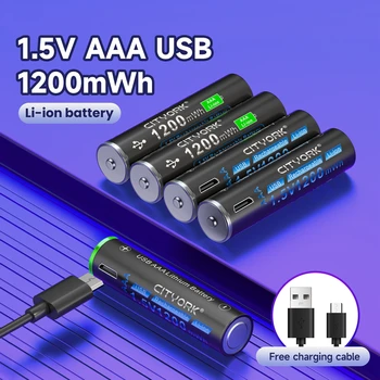 Lithium-ion AA AAA Batteries 3200/1200mWh Rechargeable LR6 Li-ion Battery  1.5V
