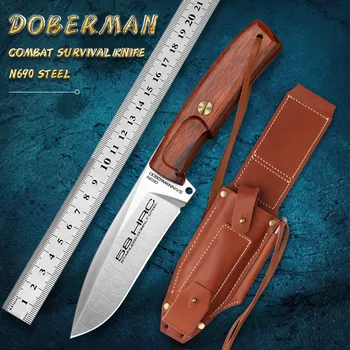 Стоманена тактически нож N690 с фиксирано острие, походный нож за оцеляване, ръчен нож, ловен нож, колекция от инструменти за оцеляване, подарък