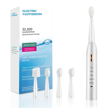 Акумулаторна електрическа четка за зъби за възрастни, звукова четка за зъби с 5 режима на зареждане чрез USB, ултразвук избелване IPX7 водоустойчив